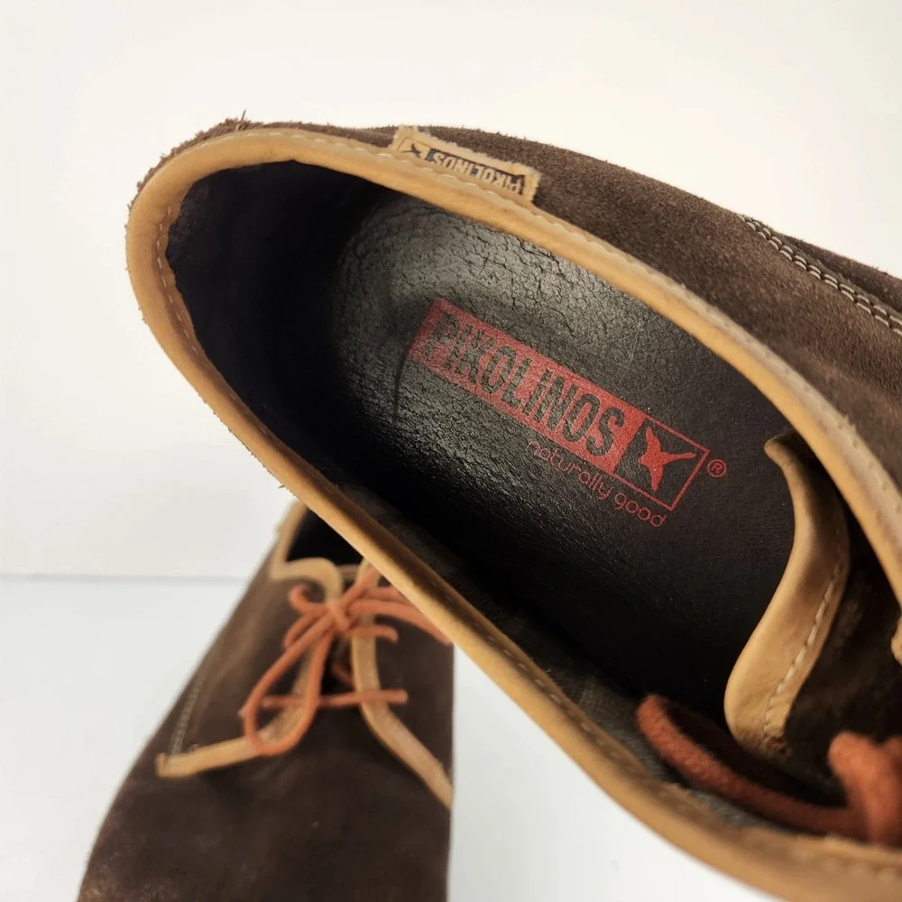 Pikolinos Men's Size 46 (12-12.5) Brown Suede Leather Lace-Up Oxford Shoes